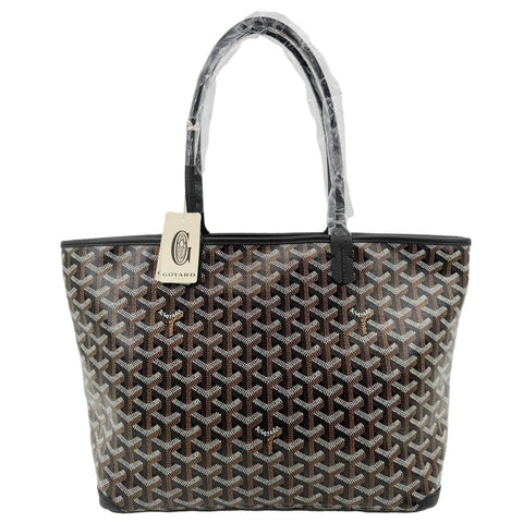 GOYARD Artois PM Chevron Print Coated Canvas Tote Bag Black