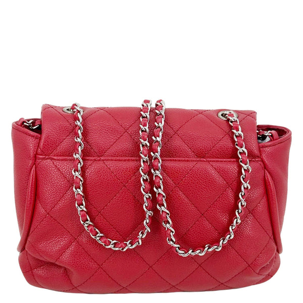 Chanel CC Curvy Flap Quilted Calfskin Leather Crossbody Bag Red