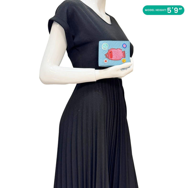 Louis Vuitton x YK  Blue Taurillon Leather Multiple Wallet - Model Holding