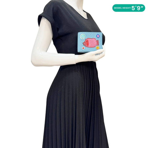 Louis Vuitton x YK  Blue Taurillon Leather Multiple Wallet - Model Holding