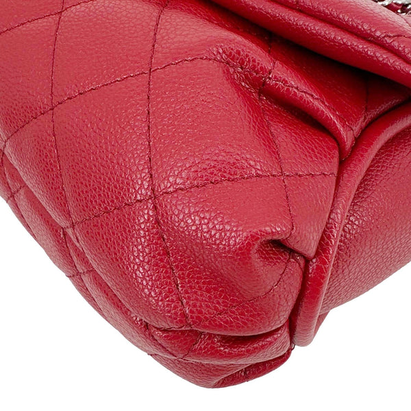 Chanel CC Curvy Flap Quilted Calfskin Leather Crossbody Bag Red