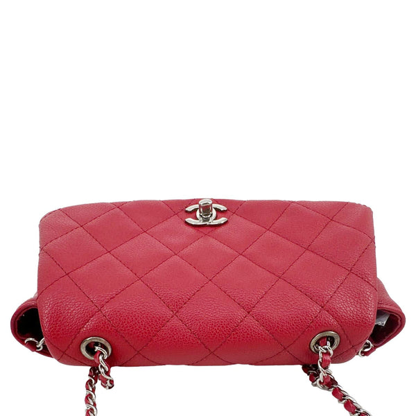 Chanel CC Curvy Flap Quilted Calfskin Leather Crossbody Bag Red