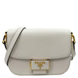 PRADA Embleme Flap Saffiano Lux Leather Shoulder Bag White