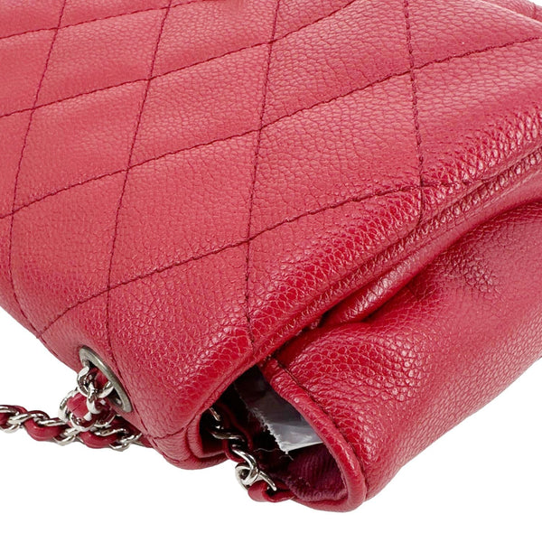 Chanel CC Curvy Flap Quilted Calfskin Leather Crossbody Bag Red