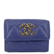 CHANEL 19 Flap Small Quilted Goatskin Leather Bifold Wallet Purple