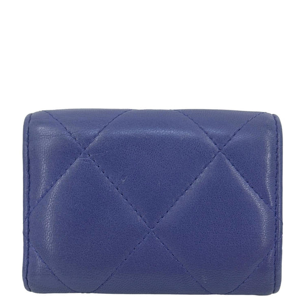 CHANEL 19 Flap Small Quilted Goatskin Leather Bifold Wallet Purple