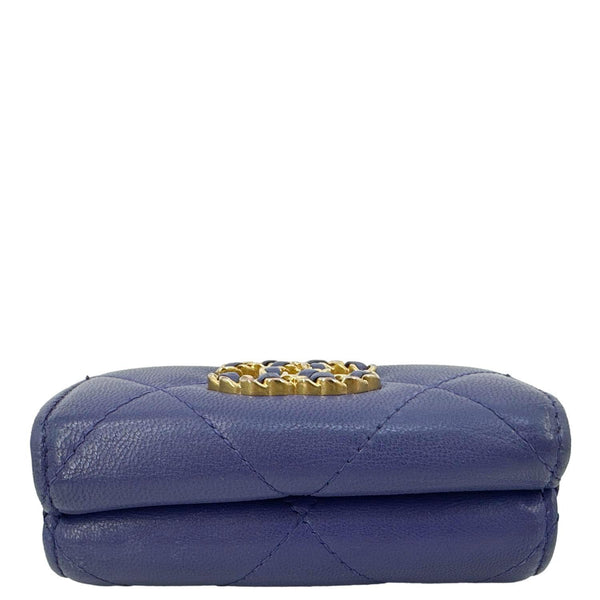 CHANEL 19 Flap Small Quilted Goatskin Leather Bifold Wallet Purple