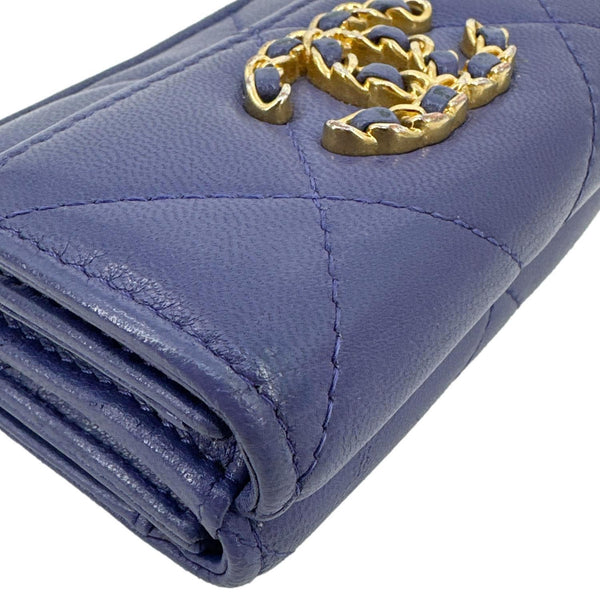 CHANEL 19 Flap Small Quilted Goatskin Leather Bifold Wallet Purple