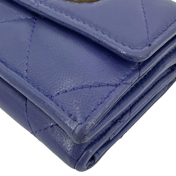 CHANEL 19 Flap Small Quilted Goatskin Leather Bifold Wallet Purple