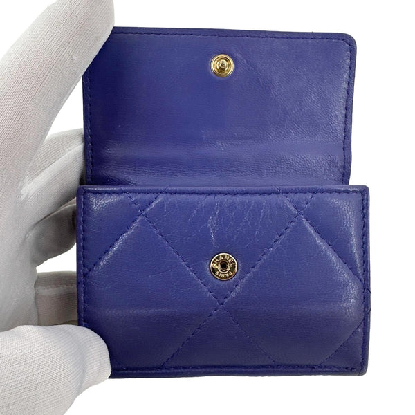 CHANEL 19 Flap Small Quilted Goatskin Leather Bifold Wallet Purple