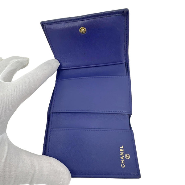 CHANEL 19 Flap Small Quilted Goatskin Leather Bifold Wallet Purple