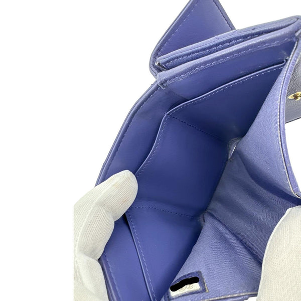 CHANEL 19 Flap Small Quilted Goatskin Leather Bifold Wallet Purple