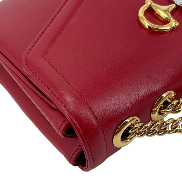 GUCCI Rajah Medium Tiger Head Leather Chain Shoulder Bag Red 537241