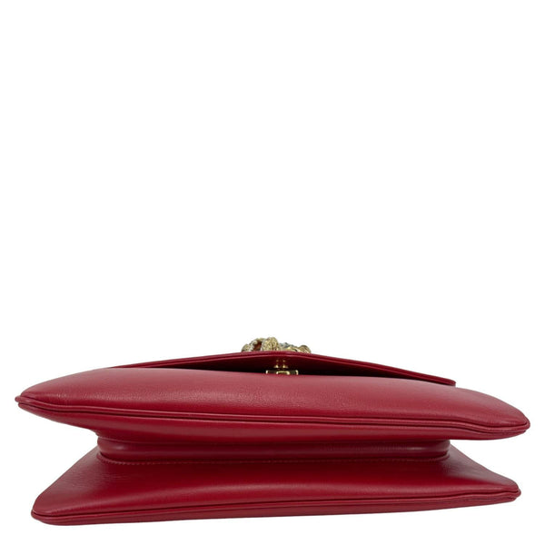 GUCCI Rajah Medium Tiger Head Leather Chain Shoulder Bag Red 537241