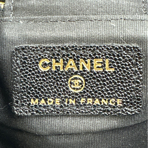 CHANEL Mini Quilted Caviar Leather Top Handle Vanity Case With Chain Black