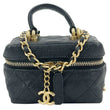 CHANEL Mini Quilted Caviar Leather Top Handle Vanity Case With Chain Black