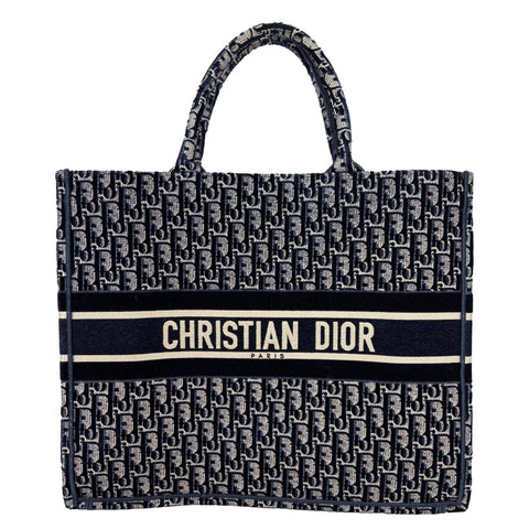CHRISTIAN DIOR Large Book Oblique Embroidered Canvas Tote Bag Multicolor