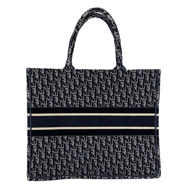 CHRISTIAN DIOR Large Book Oblique Embroidered Canvas Tote Bag Multicolor