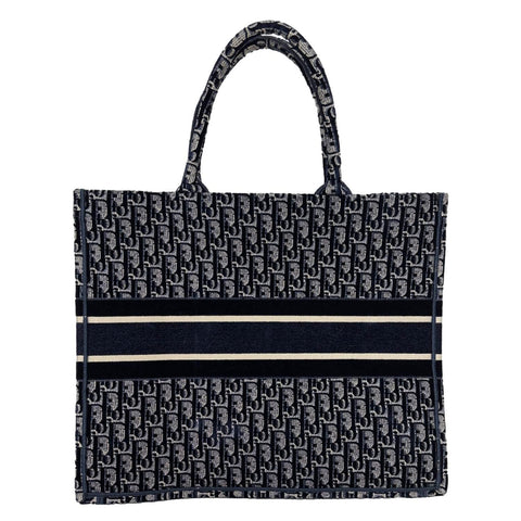 CHRISTIAN DIOR Large Book Oblique Embroidered Canvas Tote Bag Multicolor