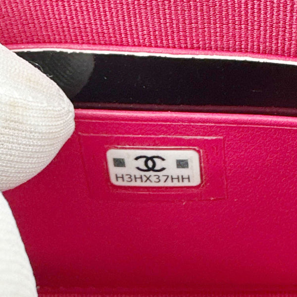 CHANEL Coco Love CC Heart Quilted Lambskin Leather Clutch With Chain Black