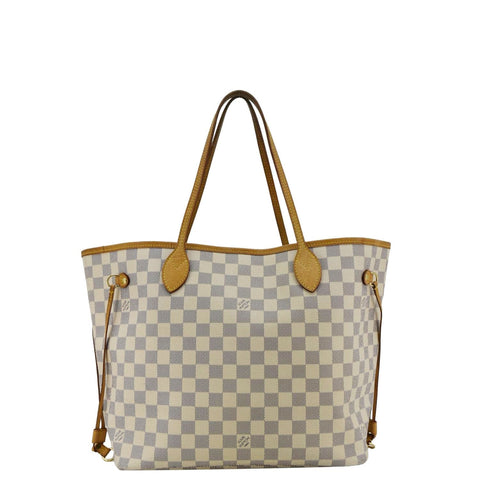 LOUIS VUITTON Neverfull MM Damier Azur Tote Bag White