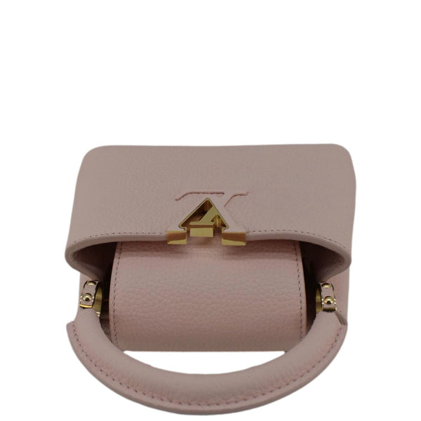 LOUIS VUITTON Capucines Mini Galet Leather Satchel Bag upper look