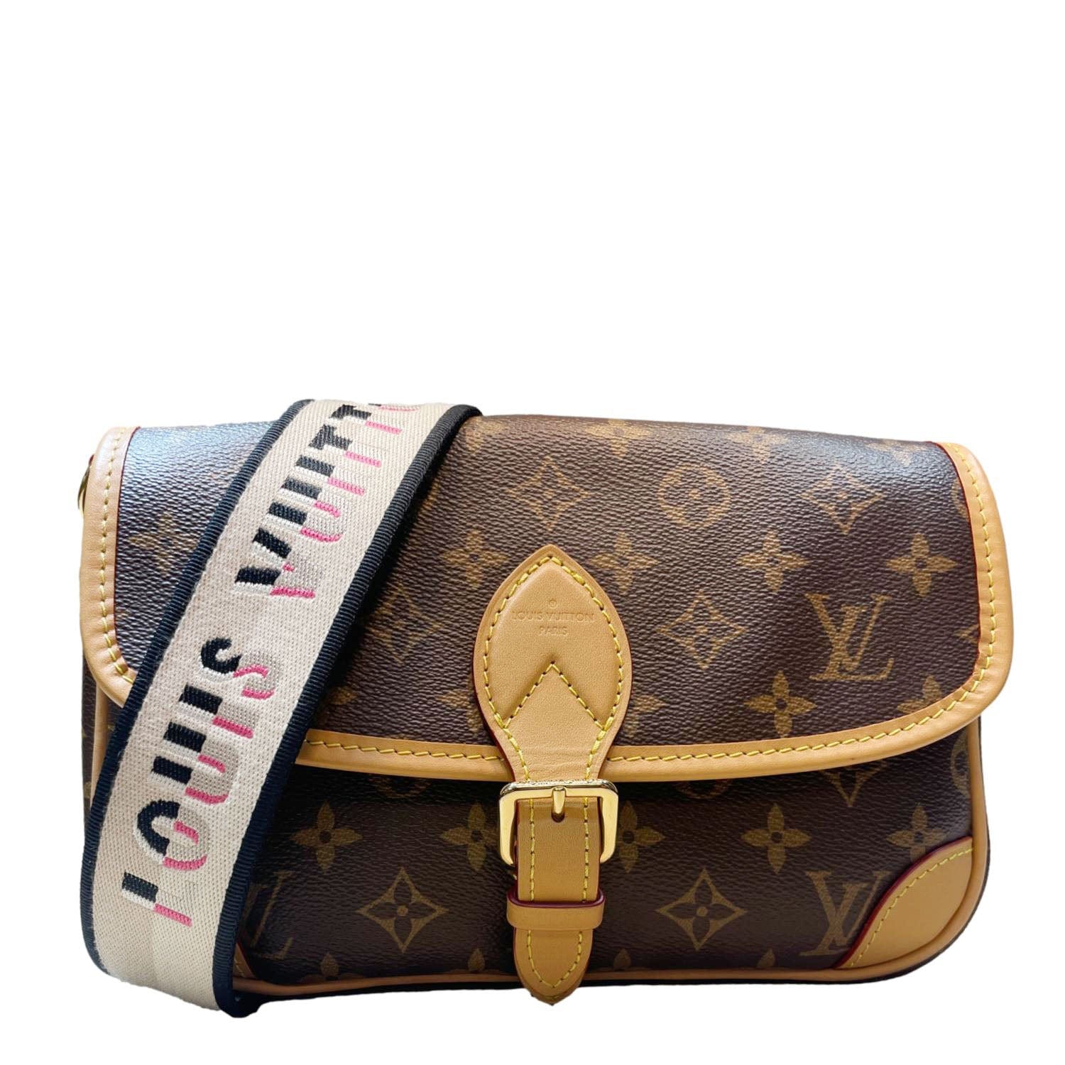 LOUIS VUITTON Diane Monogram Canvas Brown Crossbody Bag  front side