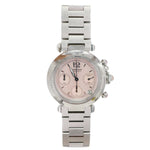 Cartier Pasha C Automatic Chronograph Stainless Steel Pink Mop Dial Watch 35mm