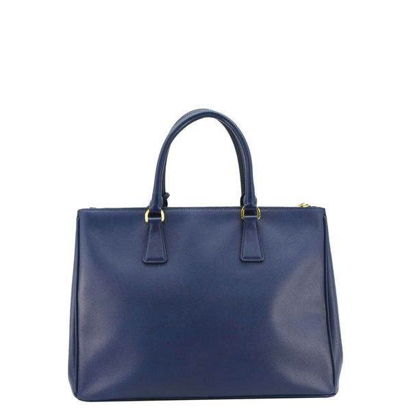 PRADA Galleria Double-Zip Medium Saffiano Blue Leather Tote Bag back look