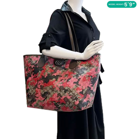 GUCCI Camouflage Large GG Supreme Canvas Tote Bag Pink 856877