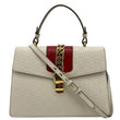 GUCCI Sylvie Medium GG Signature Leather Top Handle Shoulder Bag Off White 431665