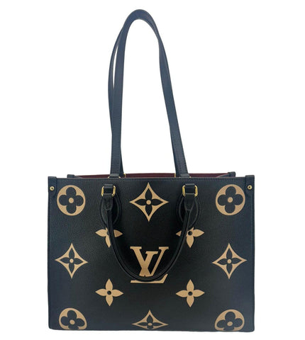 LOUIS VUITTON Onthego MM Monogram Empreinte Leather Tote Bag Bicolor