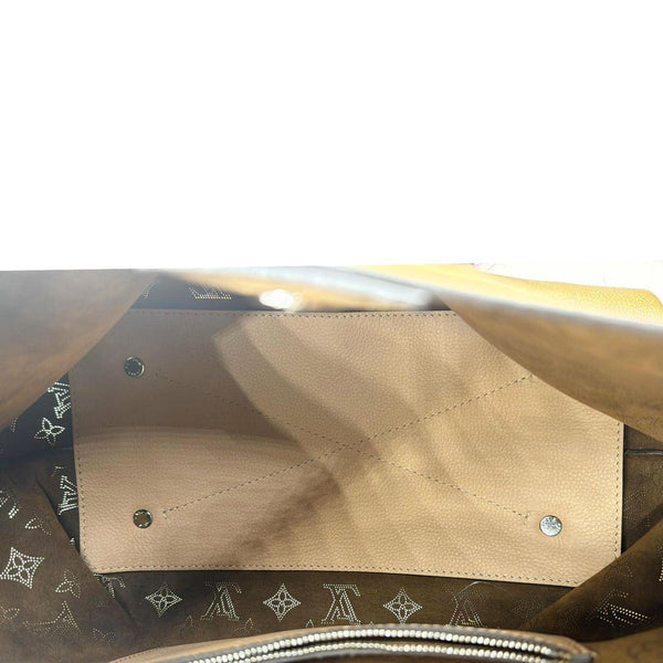 LOUIS VUITTON Carmel Mahina Leather Hobo Bag Beige