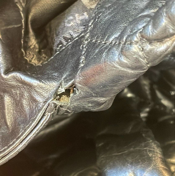 CHANEL Distressed Vintage Ligne Braid Calfskin Leather Tote Bag Black