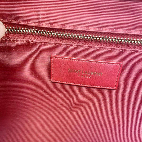 YVES SAINT LAURENT Envelope Large Mixed Matelasse Leather Shoulder Bag Red