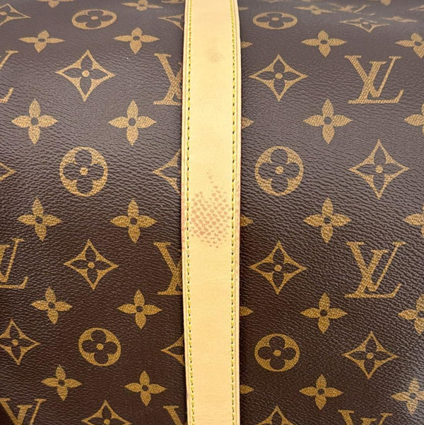 LOUIS VUITTON Keepall 55 Bandouliere Monogram Canvas Travel Bag Brown