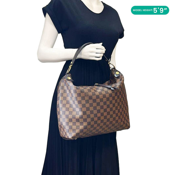 LOUIS VUITTON Duomo Damier Ebene Hobo Bag Brown