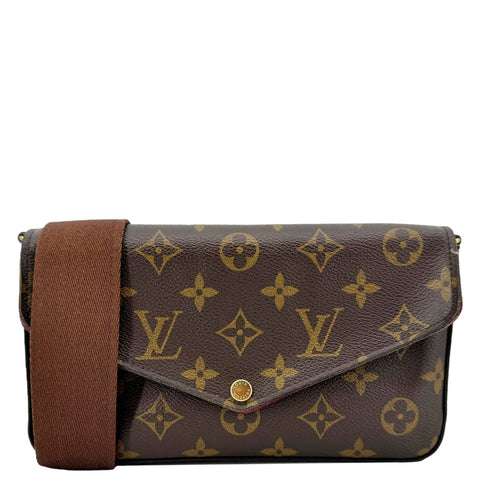 LOUIS VUITTON Felicie Pochette Monogram Canvas Crossbody Bag Brown