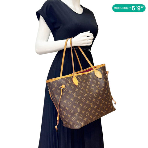 LOUIS VUITTON Neverfull MM Monogram Canvas Shoulder Bag Brown
