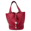 HERMES Picotin Lock 22 Taurillon Clemence Leather Hobo Bag Red