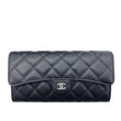 CHANEL Long Flap Caviar Quilted Leather Wallet Black