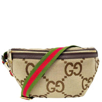 GUCCI Jumbo GG Canvas Leather Belt Bag Brown 696031