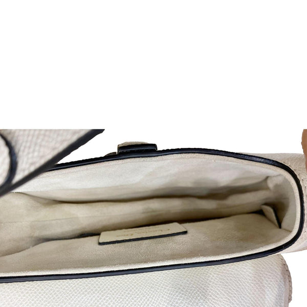 CHRISTIAN DIOR Saddle Leather Satchel Shoulder Bag Off White