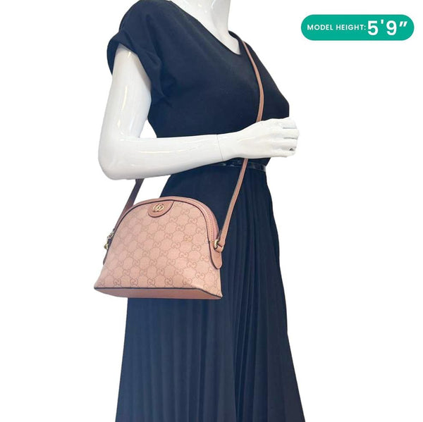 GUCCI Ophidia Dome Small GG Canvas Shoulder Bag Pink 499621