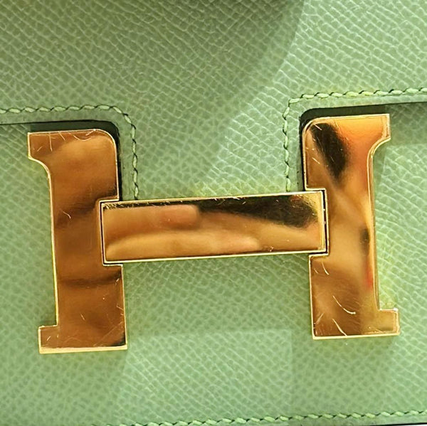HERMES Constance 18 Epsom Leather Crossbody Bag Green