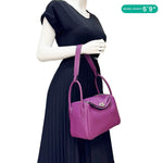 HERMES Lindy 26 Taurillon Clemence Leather Shoulder Bag Purple