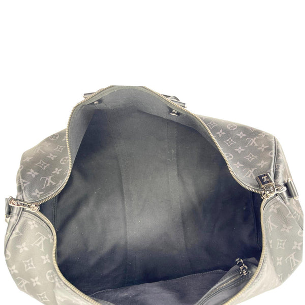 LOUIS VUITTON Keepall 55 Bandouliere Monogram Eclipse Travel Bag Black