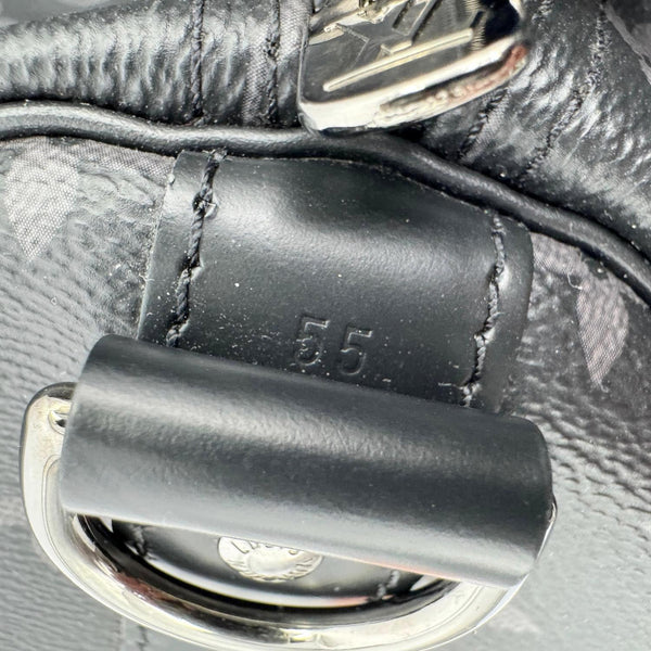 LOUIS VUITTON Keepall 55 Bandouliere Monogram Eclipse Travel Bag Black