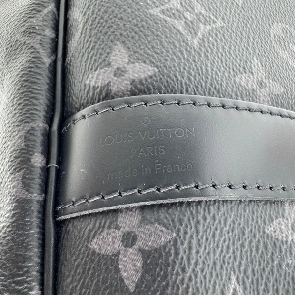 LOUIS VUITTON Keepall 55 Bandouliere Monogram Eclipse Travel Bag Black