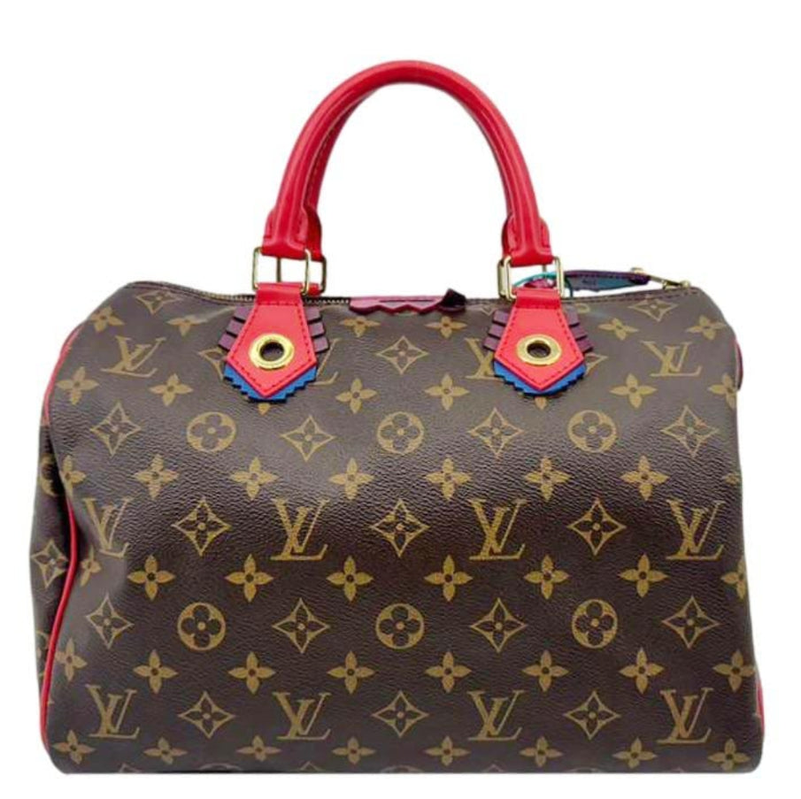 LOUIS VUITTON Totem Speedy 30 Monogram Canvas Satchel Bag Flamingo Pink